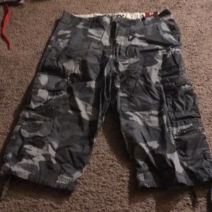 Gray Camo Cargo Shorts